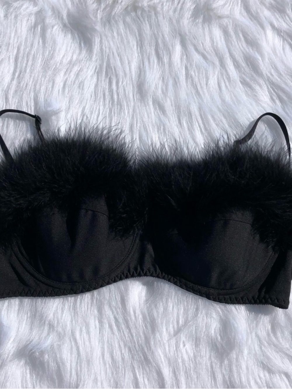 Vintage Feather Trim Bralette S or 36B
